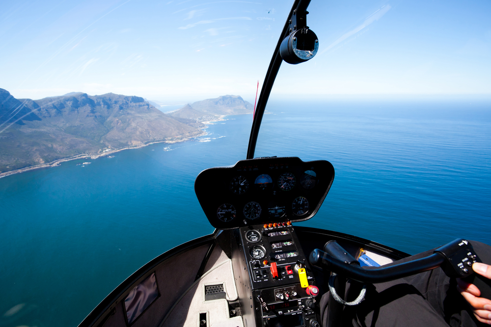 beautiful Cape Town coastal aerial view from helicopter